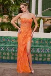 Nox Anabel G1650 High Slit Beaded Long Formal Prom Dress In Orange