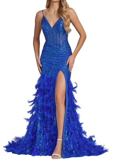 Nox Anabel Glittered Long Prom Dress In Royal Blue