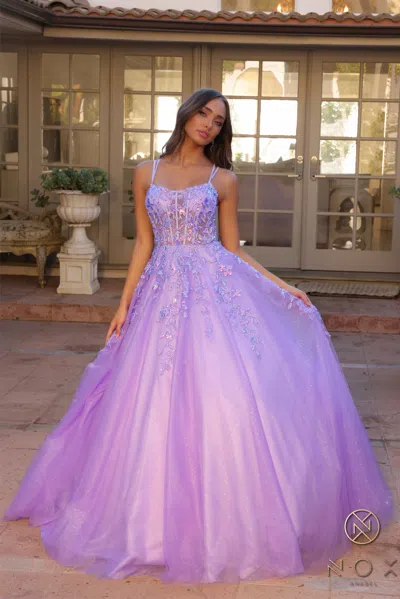 Nox Anabel H1271 Prom Glitter Formal Sequin Long Dress In Purple