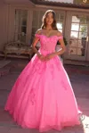 Nox Anabel H1352 Long Formal Glitter Prom Ball Gown In Pink