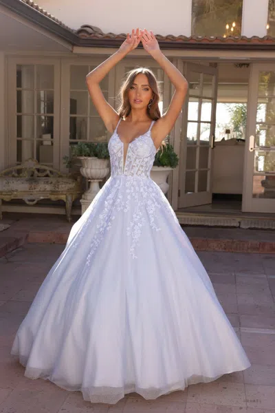 Nox Anabel H1357 Long Formal Prom Ball Gown In Blue