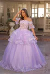 Nox Anabel H1360 Glittered Long Formal Prom Ballgown In Purple
