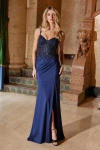 Nox Anabel H1667 Fitted Long Glitter Formal Beaded Prom Dress In Blue