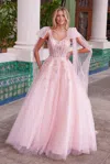 Nox Anabel H1680 Long Formal A Line Applique Prom Dress In Pink