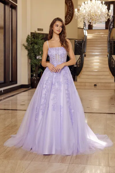 Nox Anabel H1880 Long Formal Beaded Evening Prom Dress In Purple