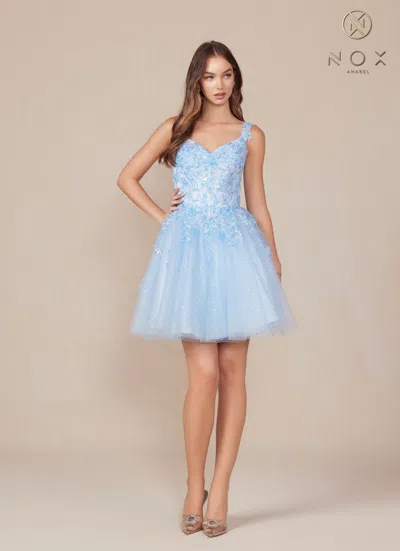 Nox Anabel H846 Short Homecoming A Line Cocktail Dress In Blue