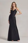 Nox Anabel K490 Long Spaghetti Strap Mermaid Prom Gown In Black