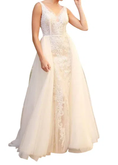 Nox Anabel Lace Applique A-line Dress In White/nude