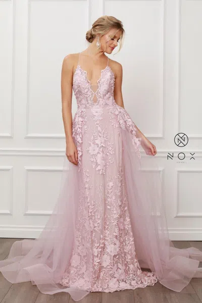 Nox Anabel Long Blush Gown Prom Dress In Pink