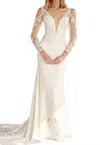 Nox Anabel Long Sleeve Bridal Gown In White In White
