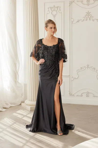 Nox Anabel Me153 Plus Size Long Formal Mother Of The Bride Dress In Black