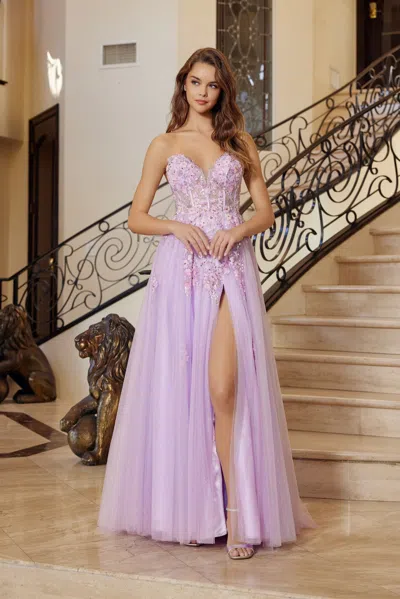 Nox Anabel Q1773 Long Formal A Line Corset Sequin Prom Dress In Pink
