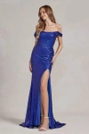 Nox Anabel R1203 Sequin Formal Long Fitted  Prom Dress In Blue