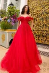 Nox Anabel R1303p Long Fitted A Line Petite Prom Gown In Red
