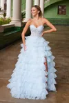 Nox Anabel R1688 Long A Line Layered Formal Prom Dress In Blue