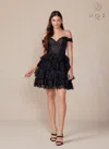 Nox Anabel R877 A Line Sequin Short Cocktail Dress In Black