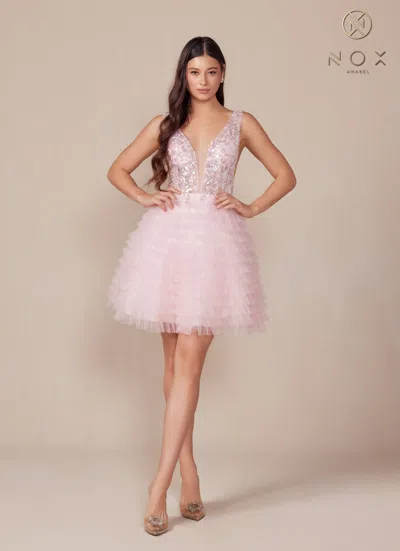 Nox Anabel R883 Short A Line Homecoming Cocktail Dress In Pink