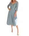 Nox Anabel Sequin Bodice Short 3/4 Sleeve Dress In Sea Blue In Multi