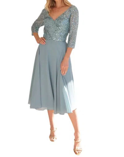 Nox Anabel Sequin Bodice Short 3/4 Sleeve Dress In Sea Blue In Multi