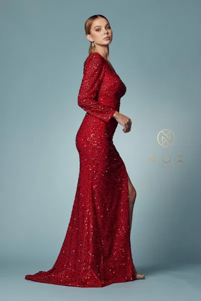 Nox Anabel Sexy One Shoulder Long Prom Dress In Red