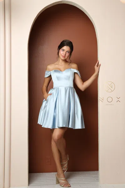 Nox Anabel Short Off Shoulder Homecoming Prom Dress R773 In Blue