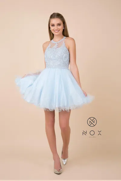 Nox Anabel Sleeveless Short Tulle Homecoming Dress In Blue