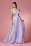 Nox Anabel Spaghetti Strap A-line Long Prom Dress In Purple