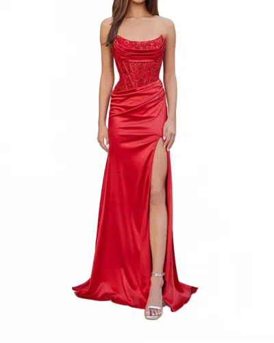 Nox Anabel Strapless Sequin Embellished Corset Gown In Red