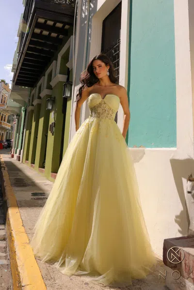 Nox Anabel T1326 Long Formal A Line Prom Dress In Yellow