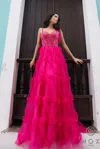 Nox Anabel T1340 Long Beaded Formal A Line Prom Gown In Pink