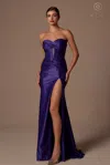 Nox Anabel T1489 Long Slit Fitted Formal Prom Dress In Purple