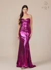 Nox Anabel T1499 Long Metallic Fitted Prom Dress In Purple