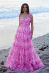 Nox Anabel T1501 Long Layered Formal A Line Prom Dress In Pink