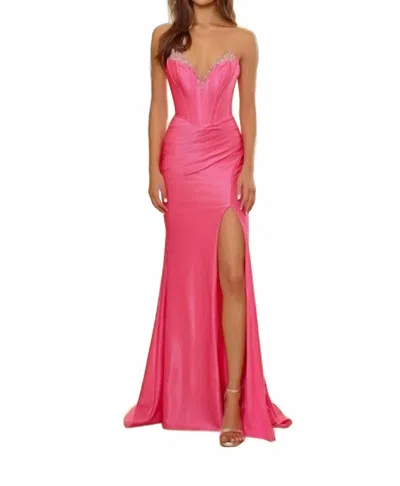 Nox Anabel Women's Plunge V Neck Dress In Hot Pink