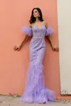 Nox Anabel Y1476 Long Formal Detachable Sleeves Prom Dress In Purple