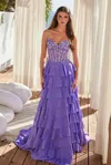 Nox Anabel Y1551 Layered Prom Long Slit Formal Dress In Purple
