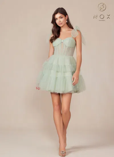 Nox Anabel Y858 Homecoming A Line Tiered Cocktail Dress In Green
