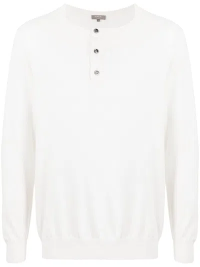 N•peal Button-placket Knit Jumper In White
