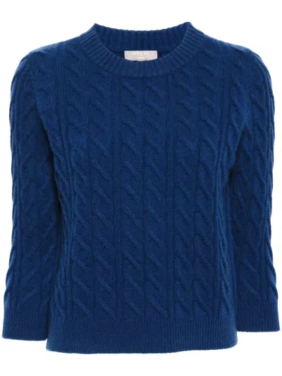 N•peal Cable-knit Cashmere Jumper In Blue