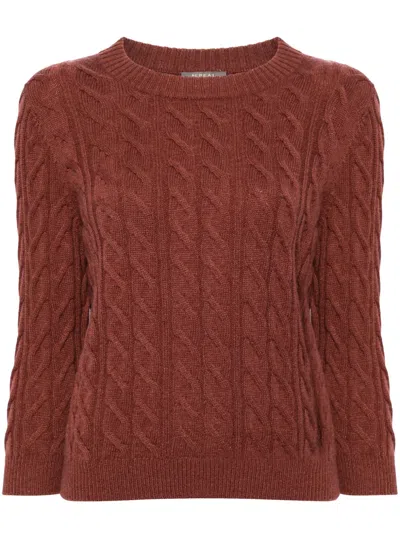 N•peal Cable-knit Cashmere Jumper In Red