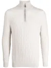 N•peal Cable-knit Half-zip Jumper In Neutrals