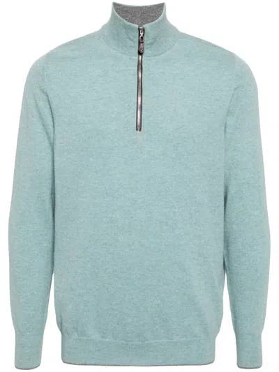 N•peal Carnaby Half-zip Cardigan In Blue