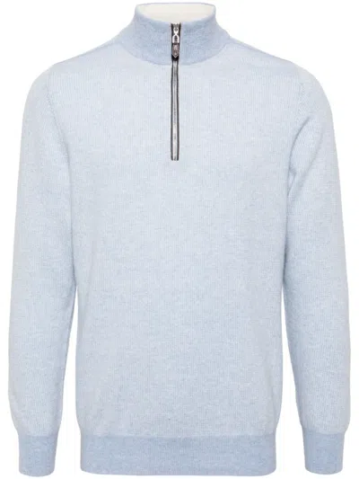 N•peal Carnaby Half-zip Cardigan In Blue