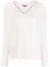 N•peal Chain Trim Cashmere Hoodie In White