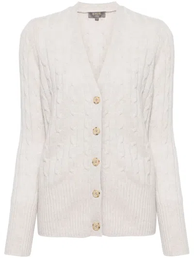 N•peal Clara Organic-cashmere Cardigan In Grey