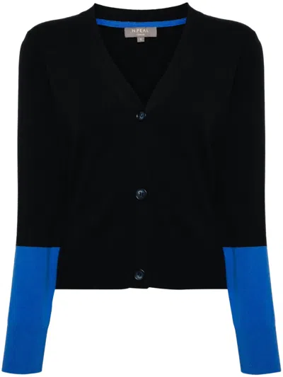 N•peal Colour-block Cashmere Cardigan In 蓝色