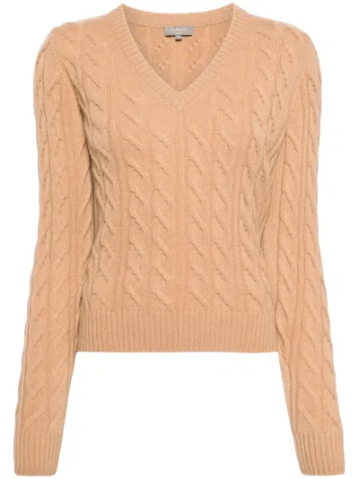 N•peal Frankie Cable-knit Jumper In Brown