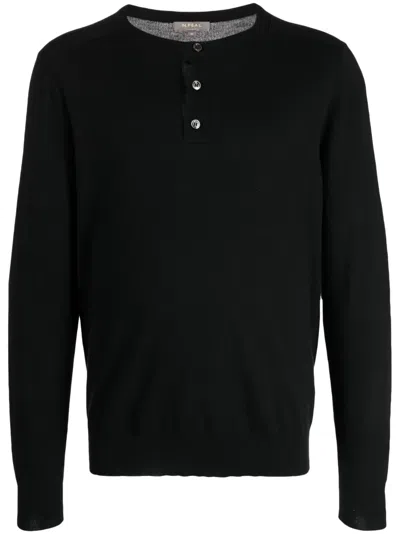 N•peal Klassischer Henley-pullover In Black