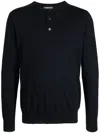 N•peal Henley Button-placket Jumper In Blue