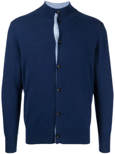 N•peal N.peal Man Cashmere Cardigan In Royal Blue